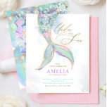 BUDGET Glitter Mermaid Tail Under the Sea Birthday<br><div class="desc">"Under the Sea" theme featuring a mermaid tail and pastel watercolor effects, with gold accents, creates a magical and whimsical feel. The soft blues, purples, and hints of shimmer give it a dreamy oceanic vibe that's perfect for a little one's first birthday. The back of the invitation features a beautiful...</div>