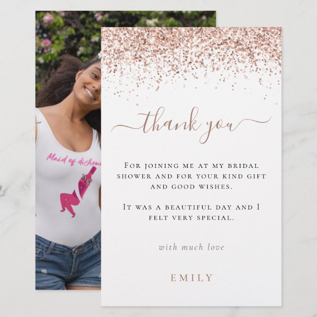 Budget Glitter Photo Bridal Shower Large Thank You (Front/Back)