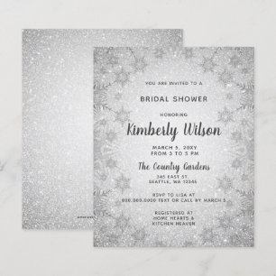 Budget Glitter Snowflakes Bridal Shower Invitation