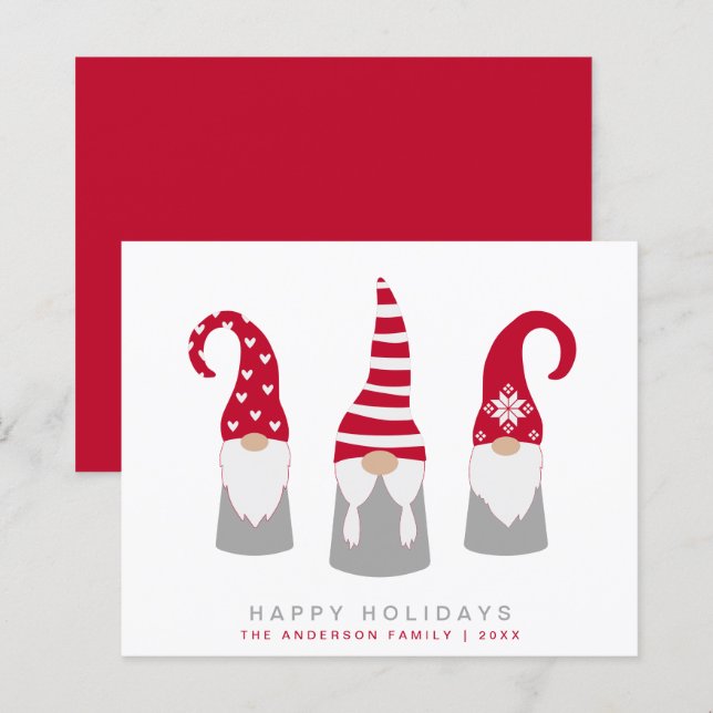 Budget Gnomes Carte de Noël scandinave (Devant / Derrière)