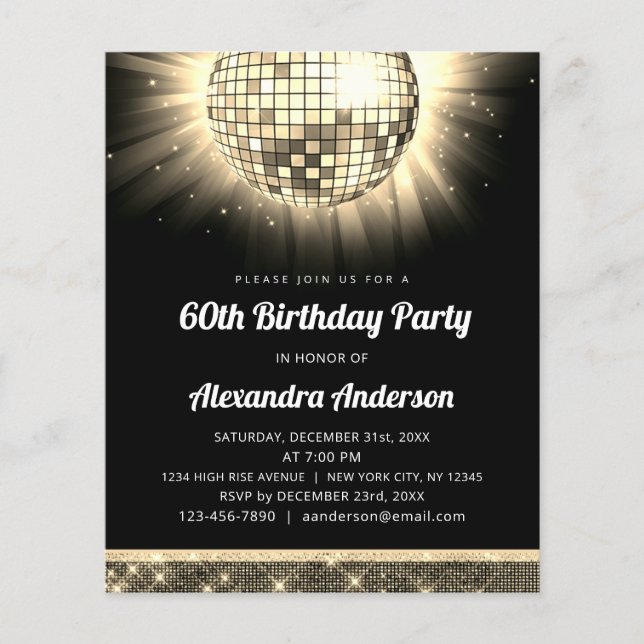 Budget Gold 60th Birthday Party 70's Disco Ball (Front)