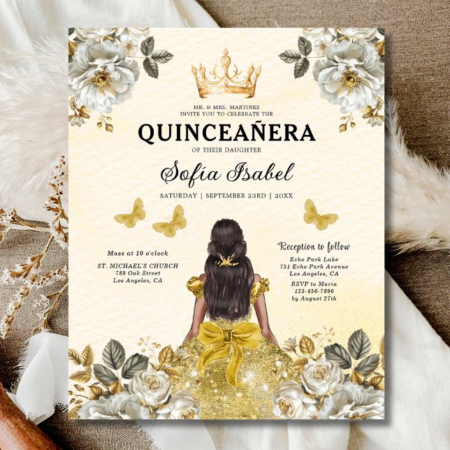 Budget Gold Bilingual Spanish Quinceanera Flyer (Creator Uploaded)