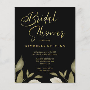 Budget gold black bridal shower invitation flyer