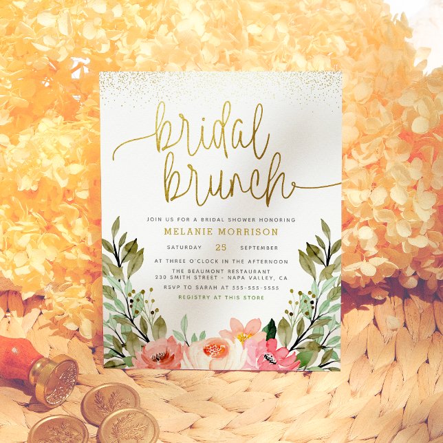 Budget Gold Blush Pink Floral Bridal Brunch Shower (Creator Uploaded)