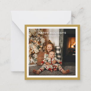 BUDGET Gold Bold Square Border 1 Photo Christmas Card