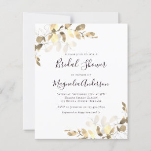 Budget Gold Eucalyptus Bridal Shower Invitation
