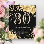 BUDGET Gold Floral Glitter 30th Birthday Black<br><div class="desc">Elegant Glam Gold Black Floral Glitter 30th Birthday Script invitation template featuring flower arrangement,  glitter confetti and modern typography script.</div>