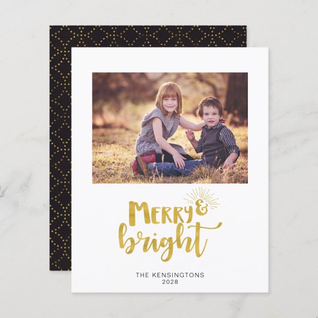 Budget Gold Foil Christmas Typography Holiday Card (Front/Back)