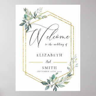 Budget Gold Frame Flyer Rustic Foliage Wedding Poster