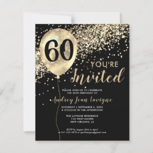 Budget Gold Glitter Balloon Black 60th Birthday