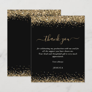 Budget Gold Glitter Black 2024 Graduation Thanks