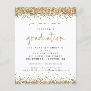 Budget Gold Glitter Border 2024 Graduation Invite