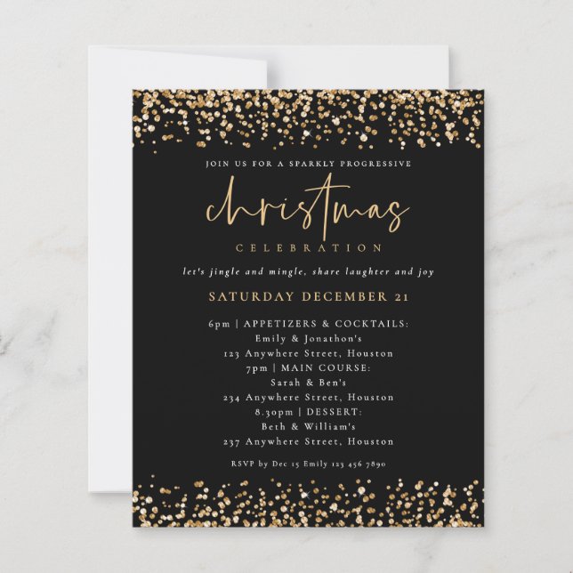 Budget Gold Glitter Christmas Progressive Party (Front)