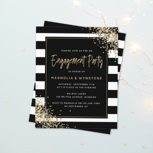 BUDGET Gold Glitter Engagement Party Invitation