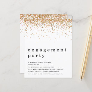 Budget Gold Glitter Engagement Party Invite