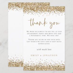 Budget Gold Glitter Engagement Party Thank You
