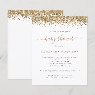Budget Gold Glitter Girl or Boy Baby Shower Invite