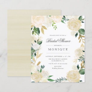 Budget Gold Glitter & Ivory Floral Bridal Shower