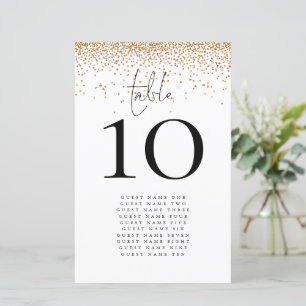 Budget Gold Glitter Names Wedding Table Number