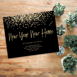 BUDGET Gold Glitter New Year New Home Moving Card