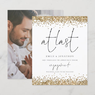 Budget Gold Glitter Photo At Last Engagement 