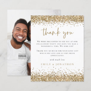 Budget Gold Glitter Photo Engagement  Thank You