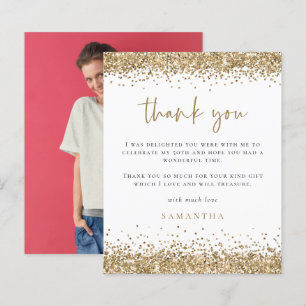 Budget Gold Glitter Photo Fiftieth 50th Thank You