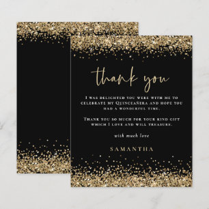 Budget Gold Glitter Quinceañera Party Thanks Black