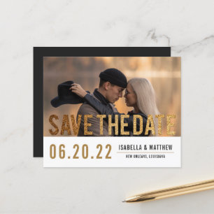Budget Gold Glitter Save The Date Custom Photo