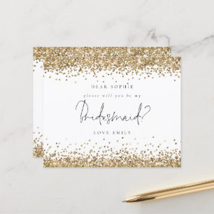 Budget Gold Glitter Script Bridesmaid Request
