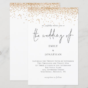 Budget Gold Glitter Script Wedding Invitation