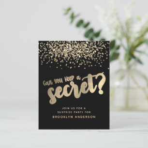 BUDGET Gold Glitter Surprise Party Invitation