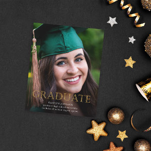 Budget Gold Graduate Photo Announcement Flyer