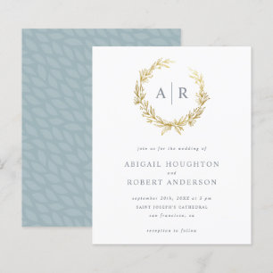 Budget Gold Hand-drawn Wreath Initials Wedding