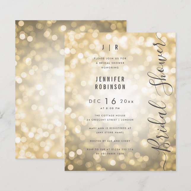 Budget Gold Lights Modern Bridal Shower (Front/Back)
