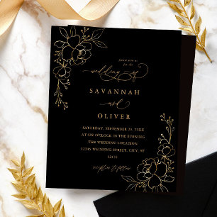 Budget Gold Lined Floral Black & Gold Wedding