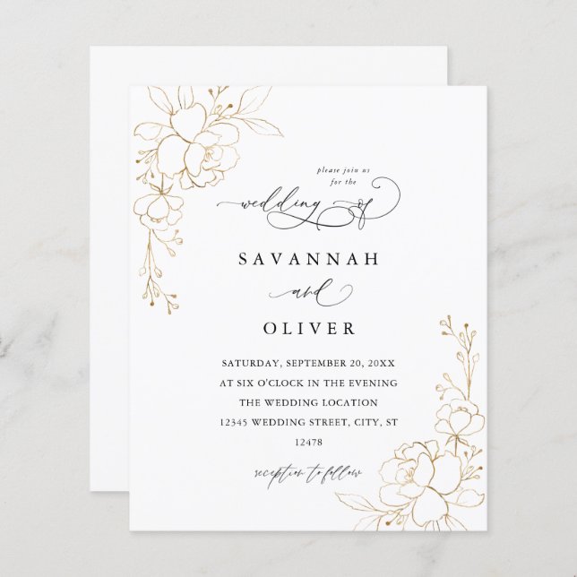 Budget Gold Lined Floral Wedding (Front/Back)