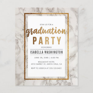 Budget Gold & Marble Typography Graduation Party