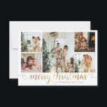 BUDGET Gold Merry Christmas Heart Script 5 Photo Card<br><div class="desc">Modern Gold Merry Christmas Heart Script 5 Photo Holiday Card</div>