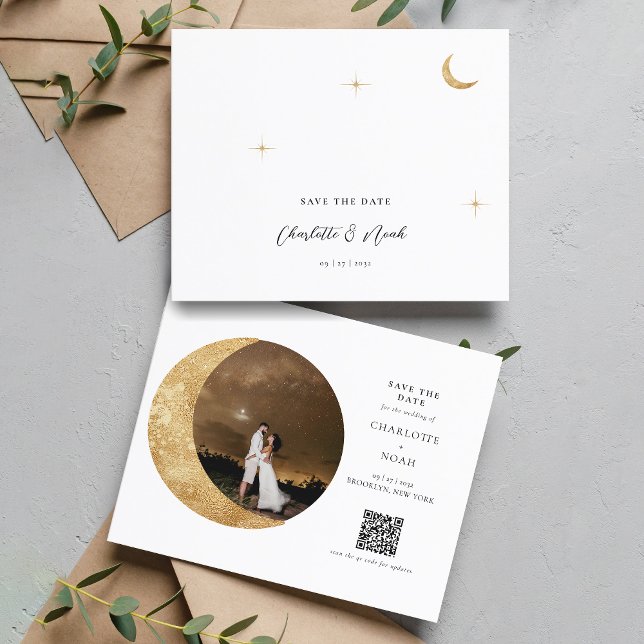 BUDGET Gold Moon Stars Photo QR Code Wedding (Creator Uploaded)
