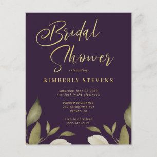 Budget gold purple bridal shower invitation flyer
