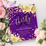 Budget Gold Purple Floral Glitter 30th Birthday  Flyer<br><div class="desc">Elegant Glam Gold Purple Floral Glitter 30th Birthday Script invitation template featuring flower arrangement,  glitter confetti and modern typography script.</div>