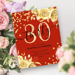 Budget Gold Red Floral Glitter 30th Birthday  Flyer<br><div class="desc">Elegant Glam Gold Red Floral Glitter 30th Birthday Script invitation template featuring flower arrangement,  glitter confetti and modern typography script.</div>