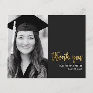 BUDGET Gold Script Modern Photo Grad Thank You