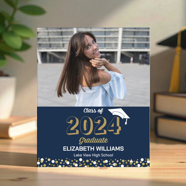 Budget Gold Script Photo Graduation Announcement (Creator Uploaded)