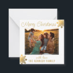 Budget Gold Snowflake Mini Christmas Hoilday Photo Card<br><div class="desc">Elegant white and gold snowflake mini Chistmas photo cards to personalize with family photo and name.</div>