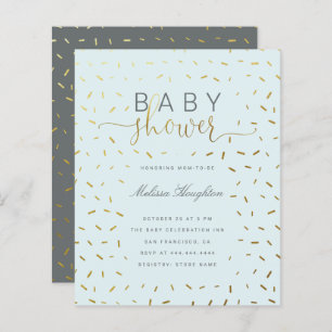 Budget Gold Sprinkle Confetti Script Baby Shower