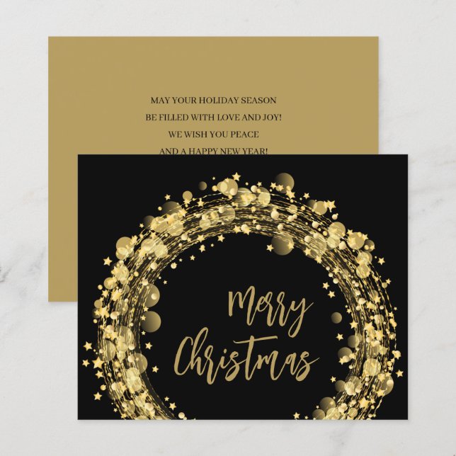 Budget Gold Stars Joyeux Noël Carte de voeux (Devant / Derrière)