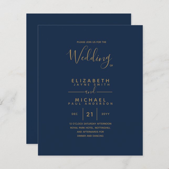 BUDGET Gold Text Monochrome Double-Sided Elegant (Front/Back)