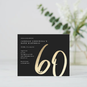Budget Gold Type 60th Birthday Invitation